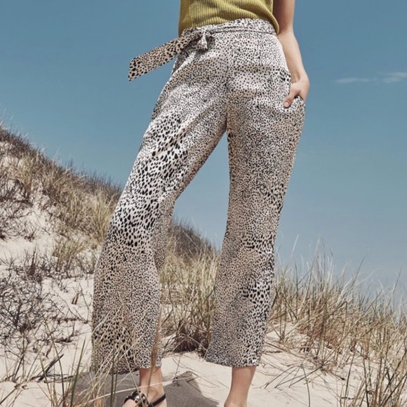 ⭐️ Estela Leopard Wide Leg Belted Peasant Hippie Art Hip Boho Hipster Art Pants - Picture 1 of 4